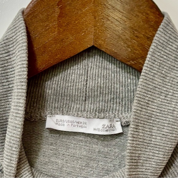 Zara| Grey Mock Turtleneck Cropped Fleece Sweater Sz S - Picture 4 of 4